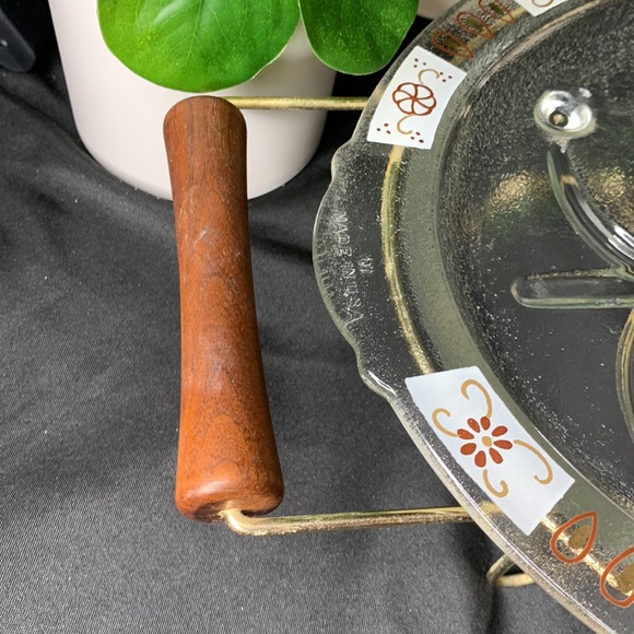 VTG MCM Inland Glass Atomic tree of life serving platter with metal warming tray - Picture 4 of 16